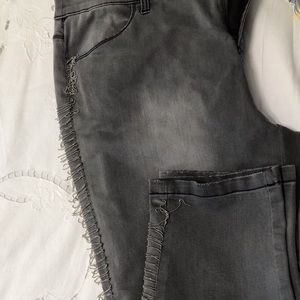 Chicos size 2 gray jeans silver metal fringe leg new with tags black label